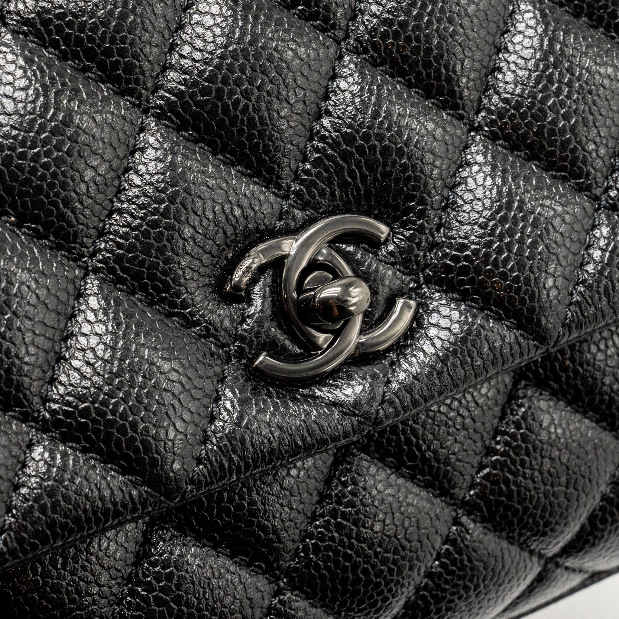 CHANEL SMALL COCO HANDLE CAVIAR SO BLACK