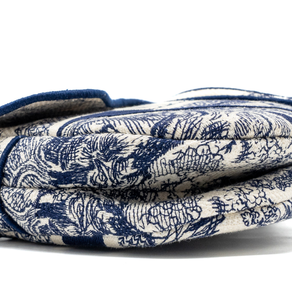 DIOR MEDIUM SADDLE BAG TOILE DE JOUY BLUE GHW