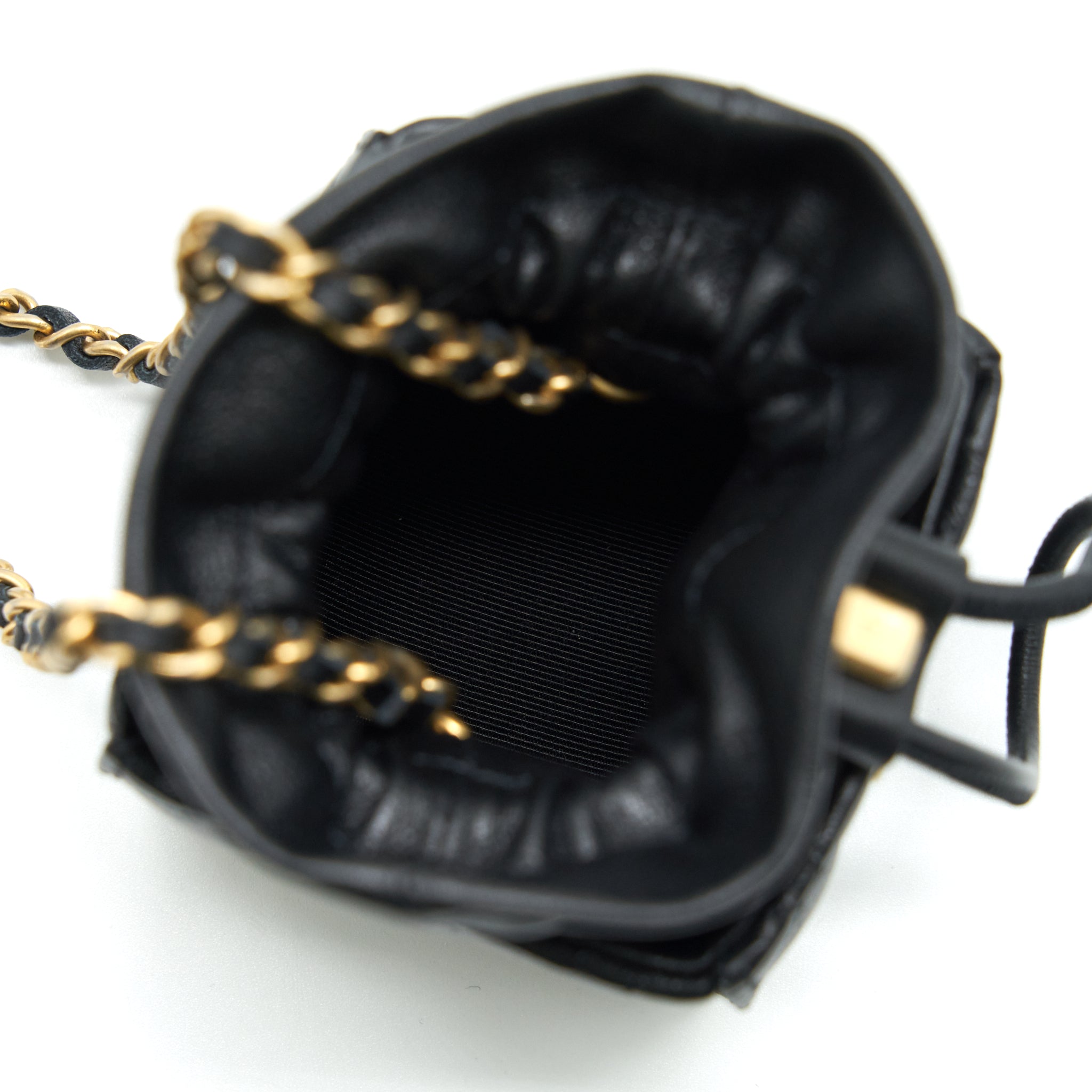 CHANEL MINI VANITY POUCH WITH CHAIN LAMBSKIN BLACK GHW