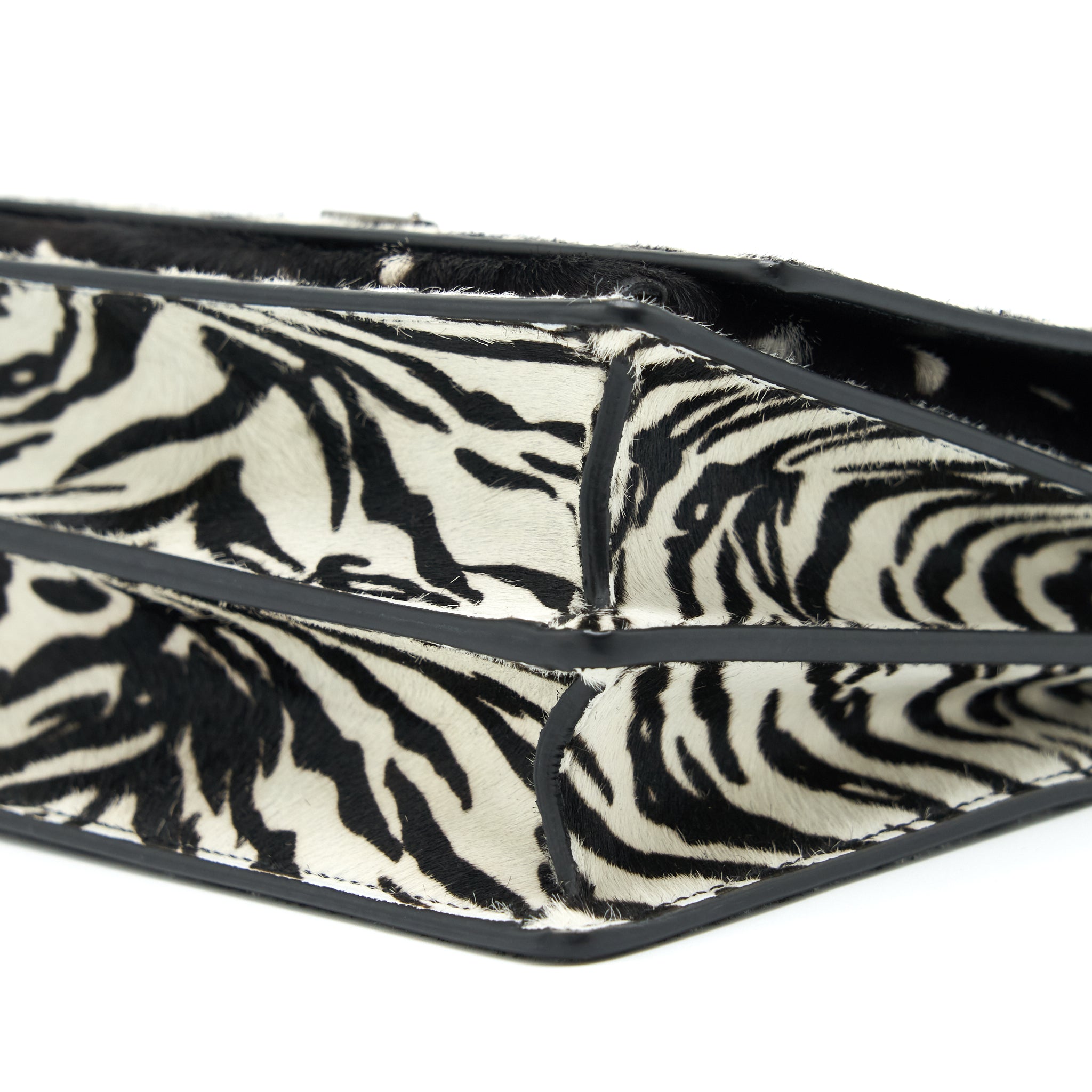 SAINT LAURENT/ YSL SUNSET ANIMAL PRINT CALF HAIR RUTHENIUM HARDWARE