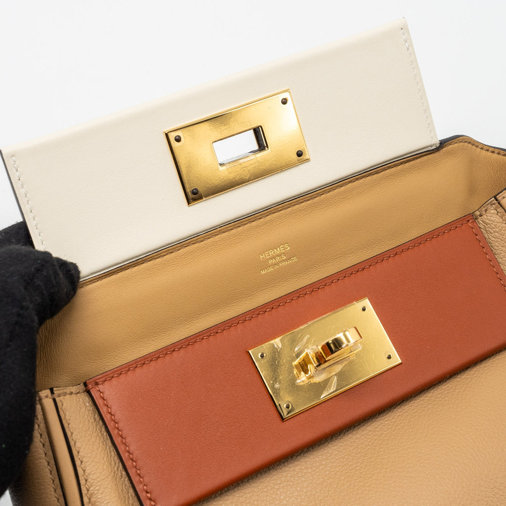 HERMES MINI 24/24 2424-21 BAG EVERCOLOR/SWIFT CHAI/NATA/CUIVRE GHW
