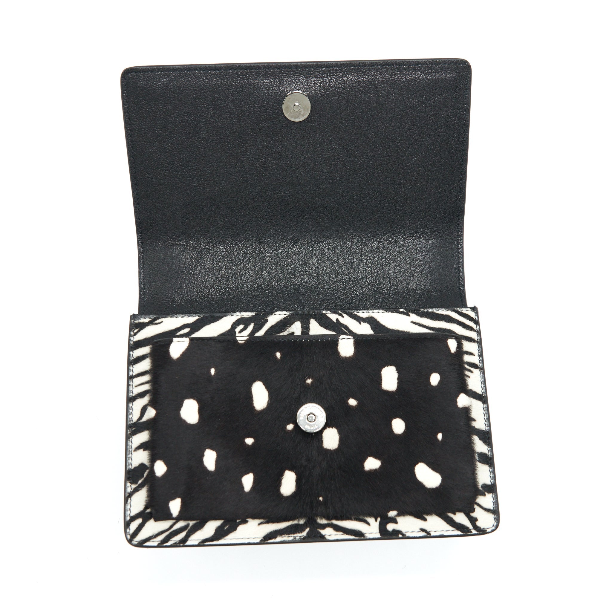 SAINT LAURENT/ YSL SUNSET ANIMAL PRINT CALF HAIR RUTHENIUM HARDWARE