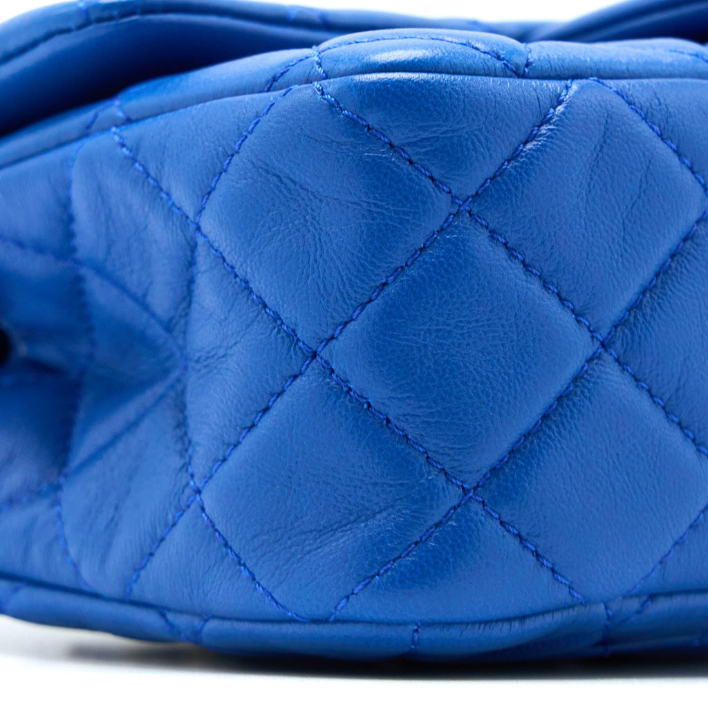 CHANEL PEARL CRUSH MINI RECTANGULAR LAMBSKIN BLUE BRUSHED GHW (MICROCHIP)