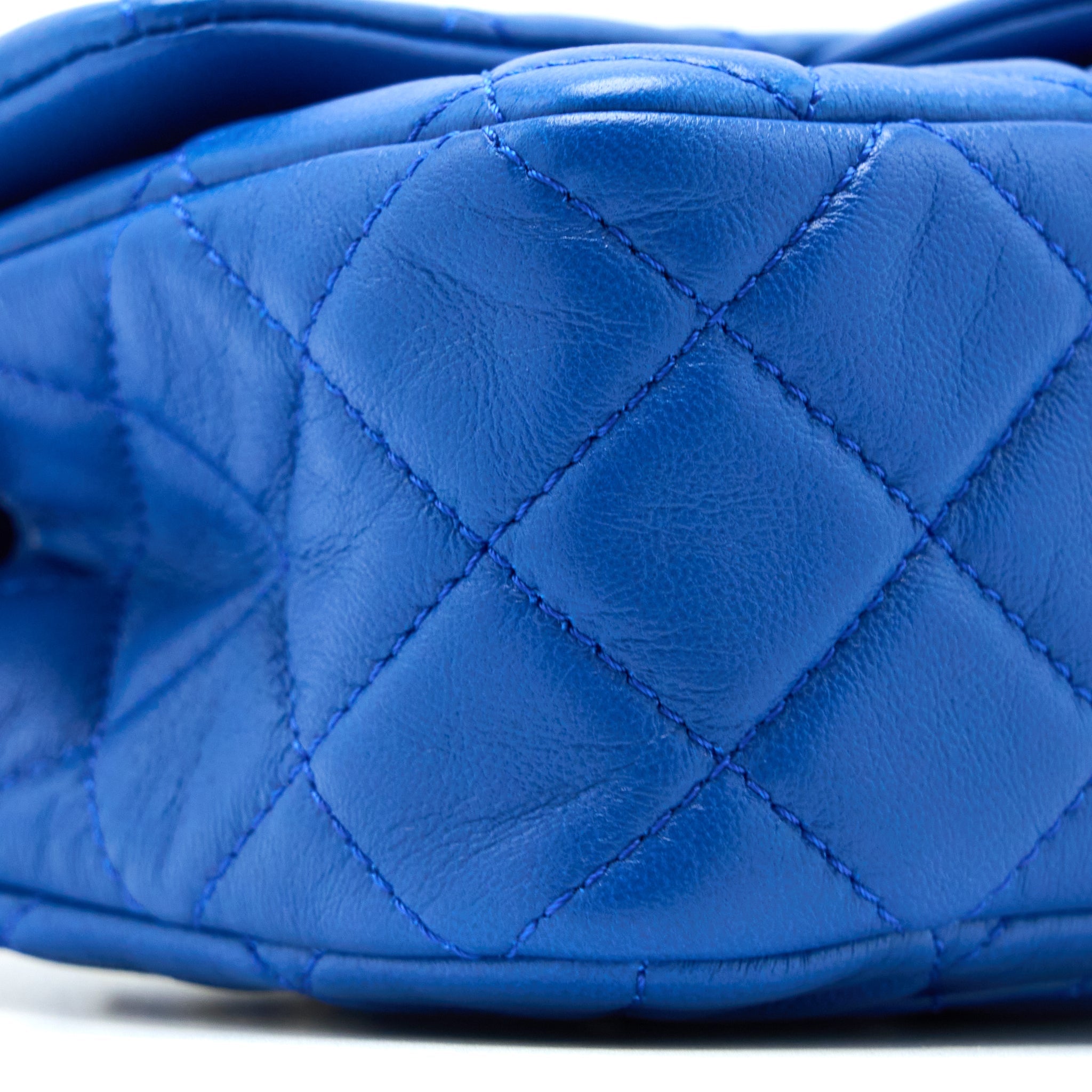 CHANEL PEARL CRUSH MINI RECTANGULAR LAMBSKIN BLUE BRUSHED GHW (MICROCHIP)