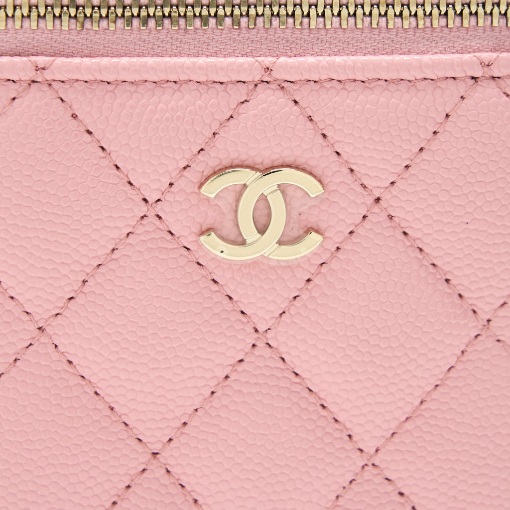CHANEL 22C VERTICAL VANITY ON CHAIN CAVIAR SAKURA PINK LGHW