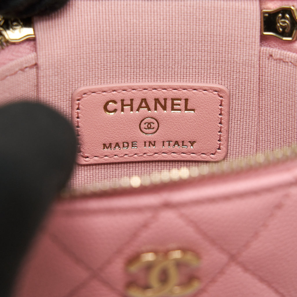 CHANEL 22C VERTICAL VANITY ON CHAIN CAVIAR SAKURA PINK LGHW