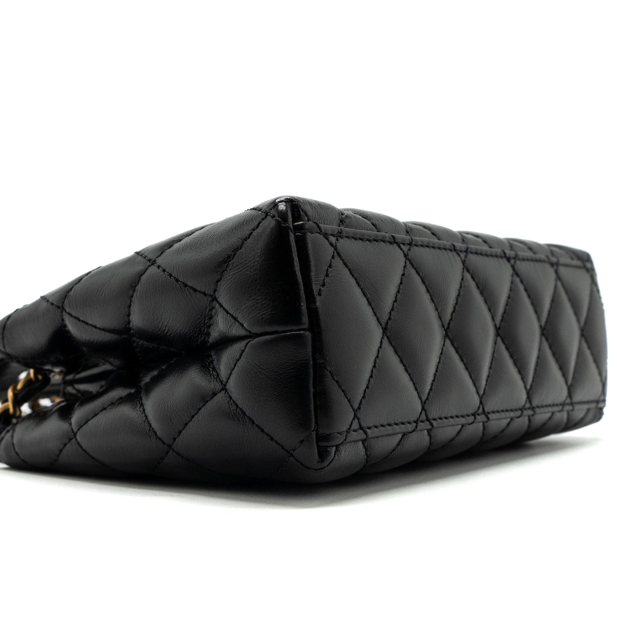 CHANEL 23K MINI SHOPPING TOTE CALFSKIN BLACK BRUSHED GHW(MICROCHIP)