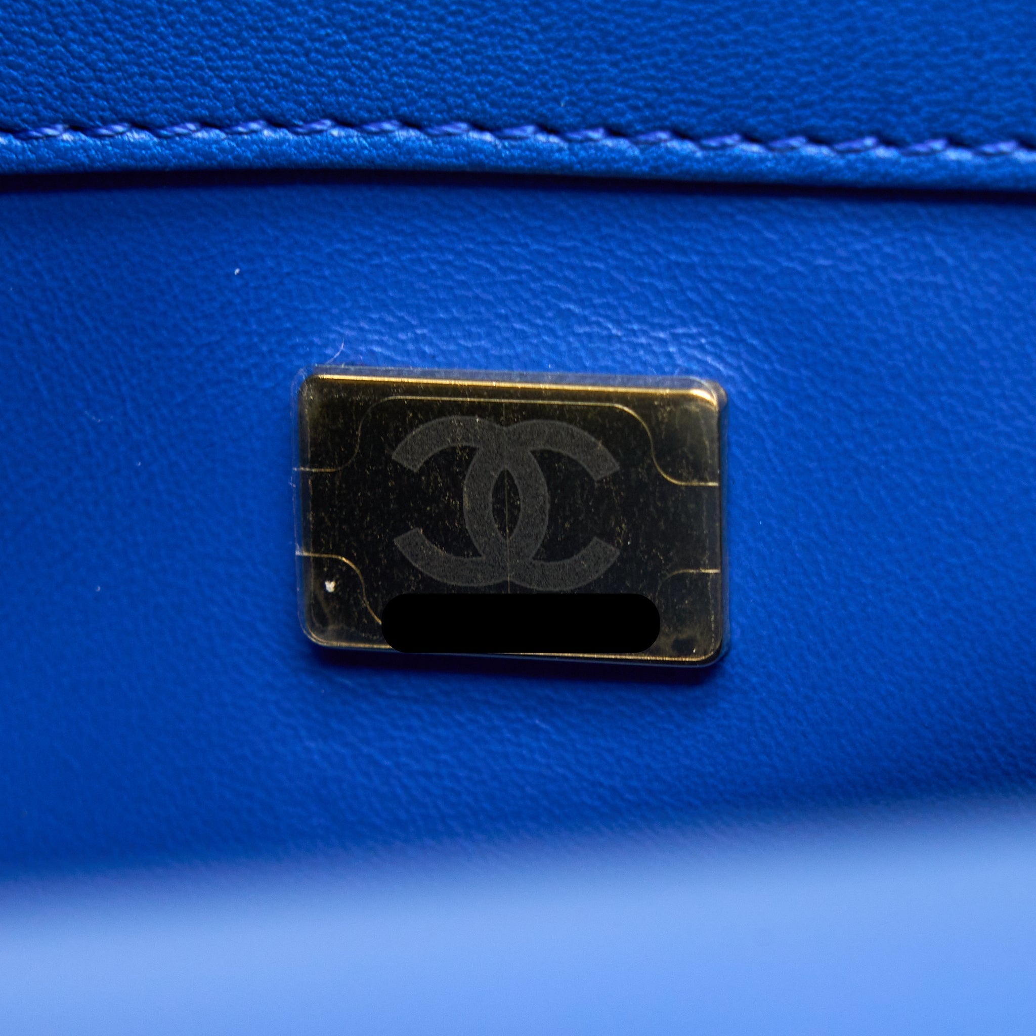 CHANEL PEARL CRUSH MINI RECTANGULAR LAMBSKIN BLUE BRUSHED GHW (MICROCHIP)