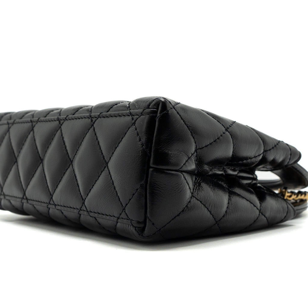 CHANEL 23K MINI SHOPPING TOTE CALFSKIN BLACK BRUSHED GHW(MICROCHIP)
