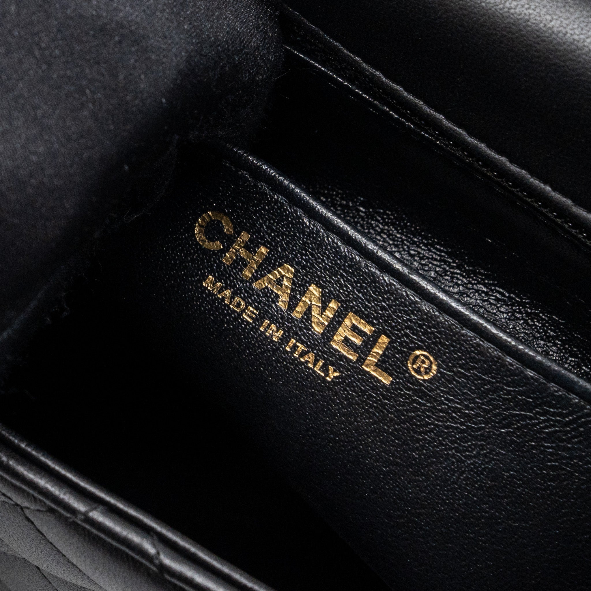 CHANEL MINI SQUARE FLAP BAG LAMBSKIN BLACK GHW