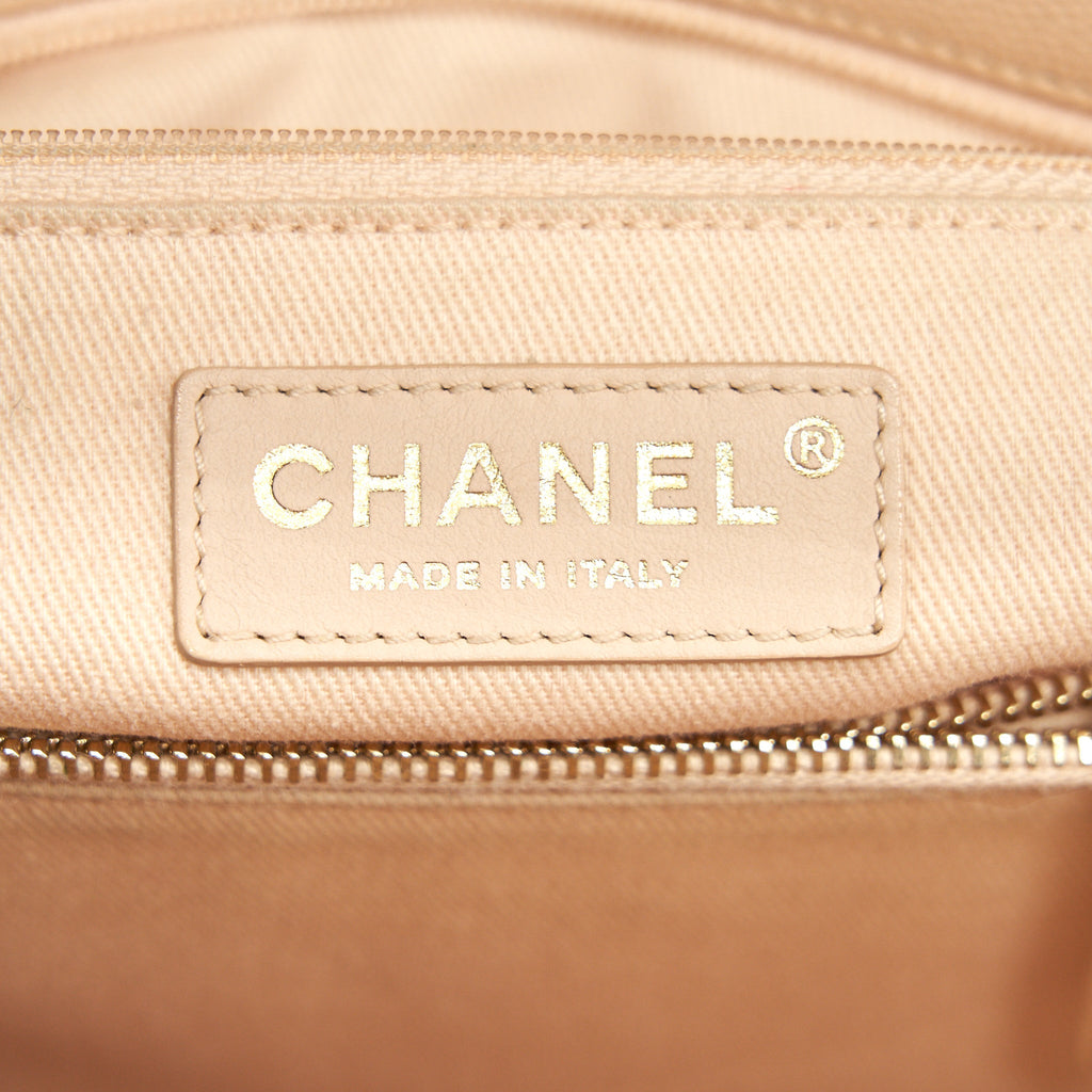 CHANEL CAVIER LARGE COCO HANDLE FLAP BAG BEIGE GHW
