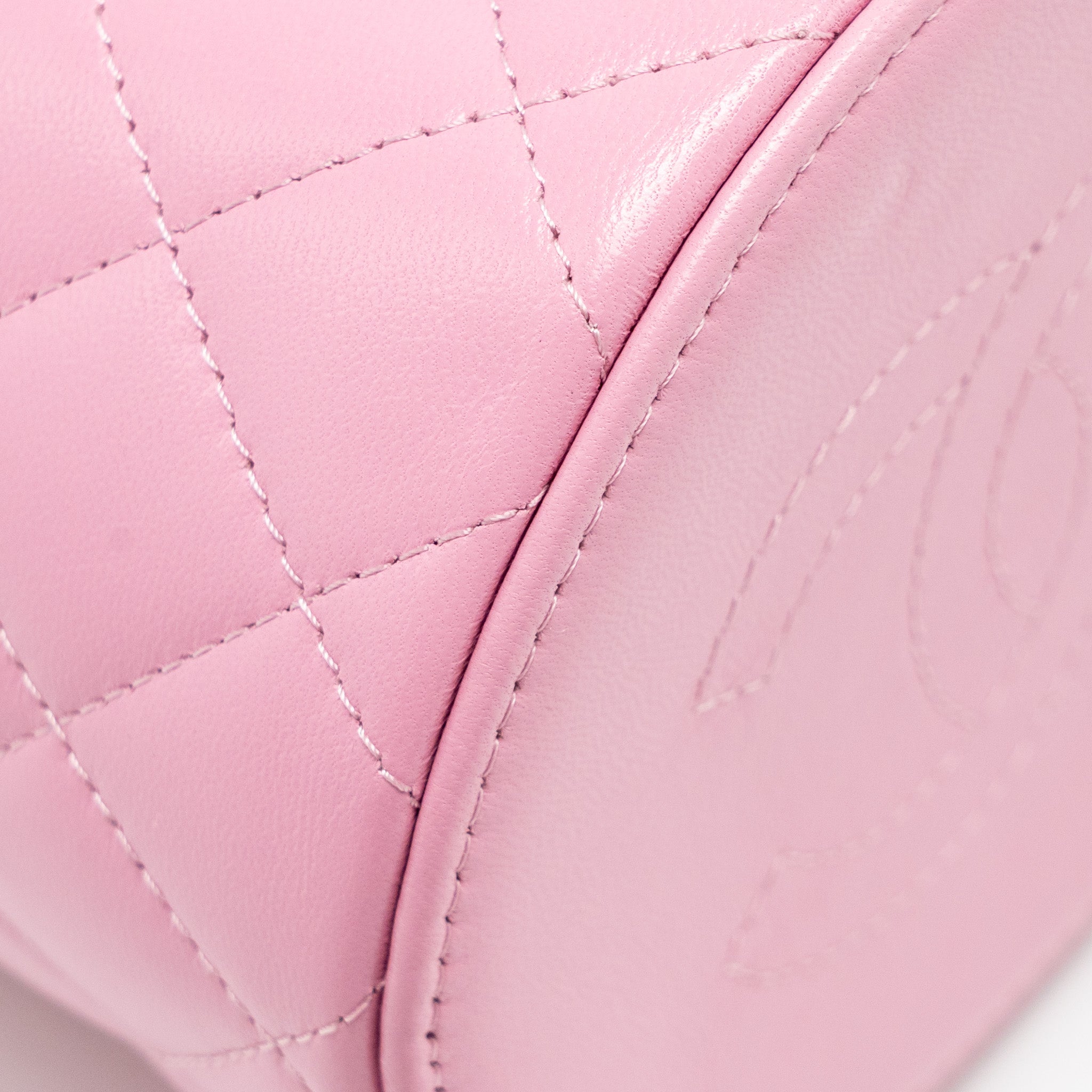 CHANEL TOP HANDLE ROUND VANITY CASE LAMBSKIN PINK LGHW