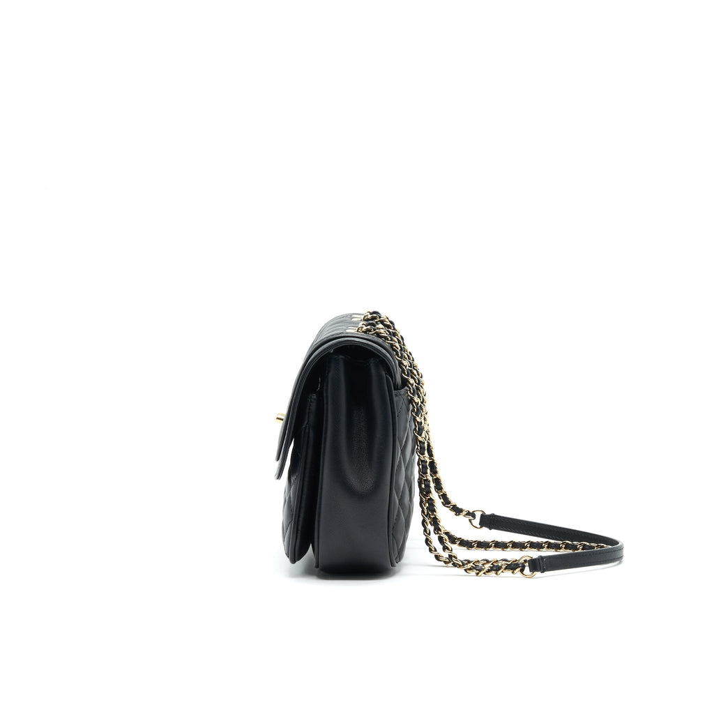 CHANEL SQUARE FLAP BAG LAMBSKIN IN BLACK GHW