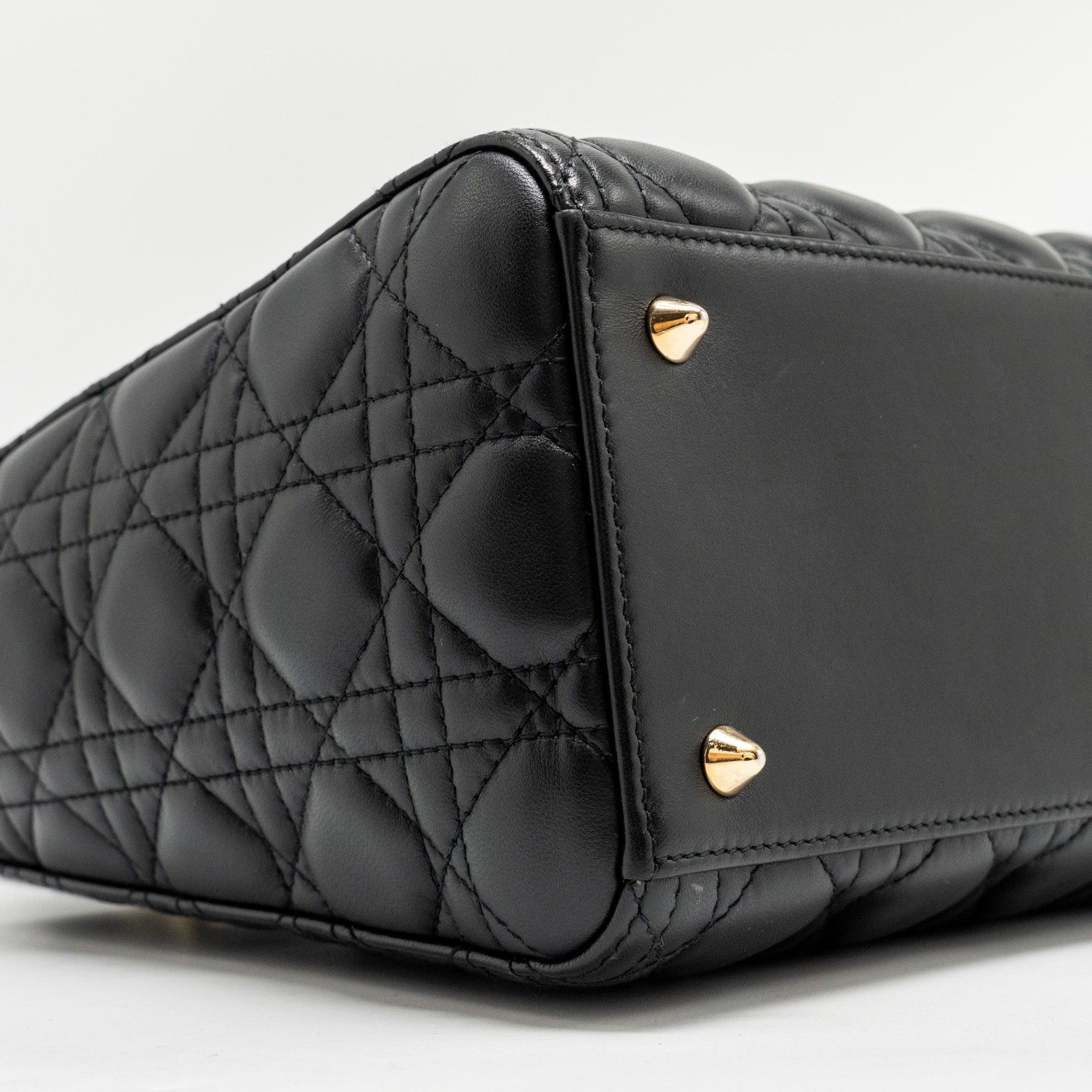 DIOR MEDIUM LADY DIOR LAMBSKIN BLACK LGHW