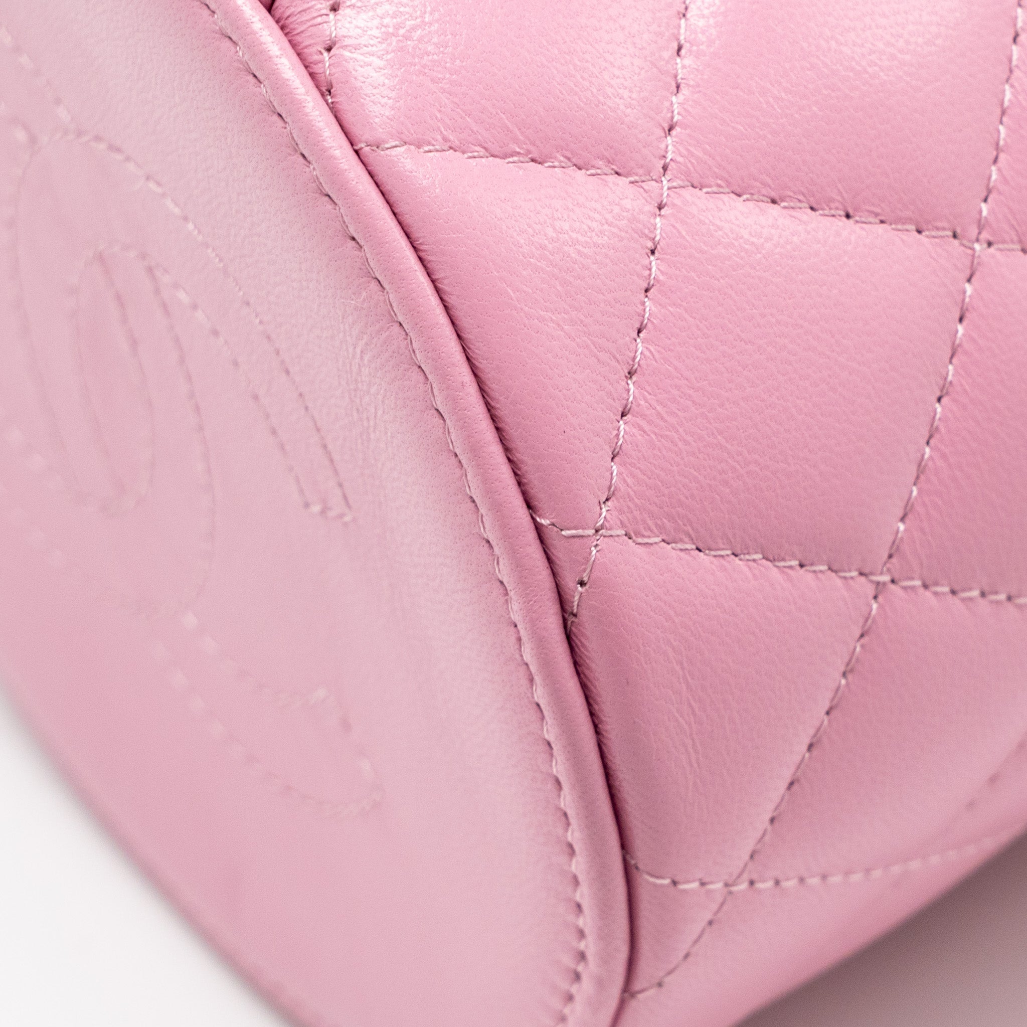 CHANEL TOP HANDLE ROUND VANITY CASE LAMBSKIN PINK LGHW
