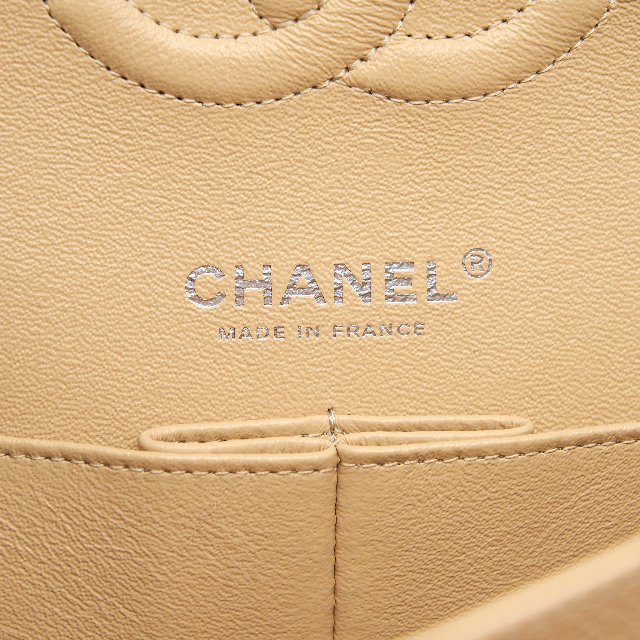 CHANEL MEDIUM CLASSIC DOUBLE FLAP BAG CAVIAR BEIGE SHW