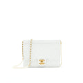 CHANEL QUILTED PEARL CHAIN FLAP BAG IN WHITE GHW