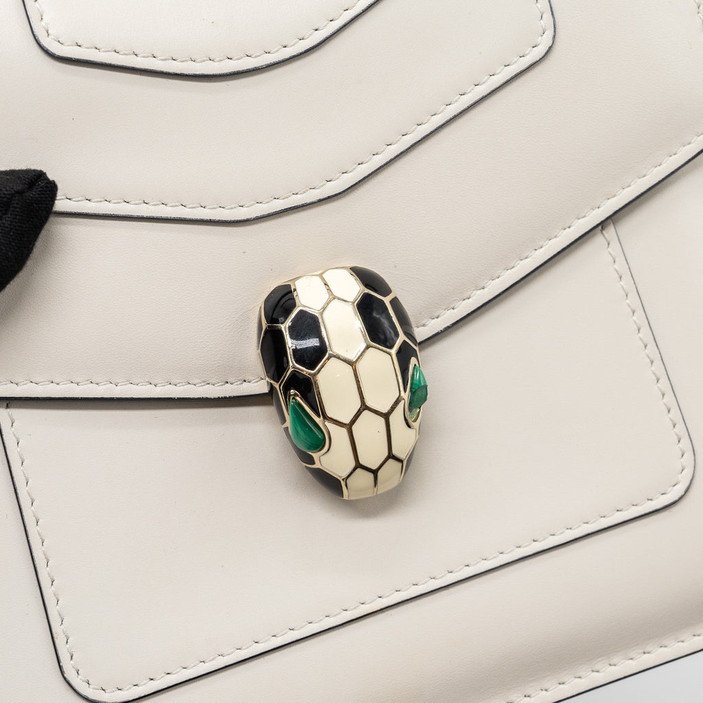 BVLGARI TOP HANDLE SERPENTI BAG CALFSKIN WHITE LGHW