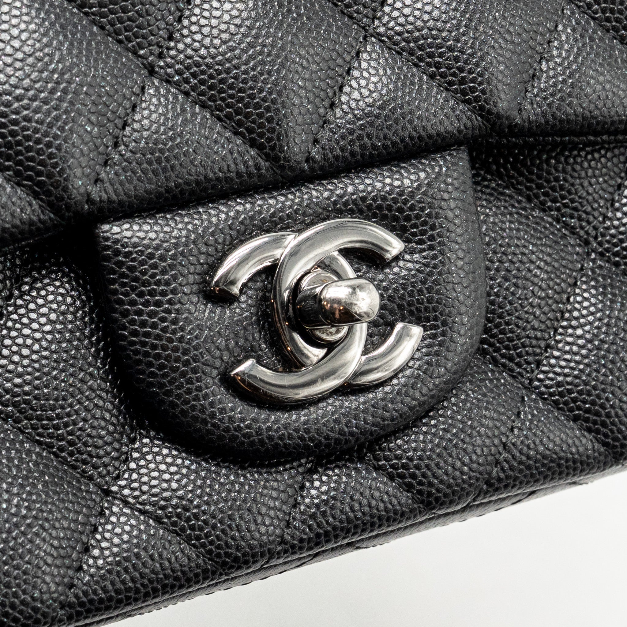 CHANEL MINI RECTANGULAR FLAP BAG CAVIAR IRIDESCENT BLACK SHW