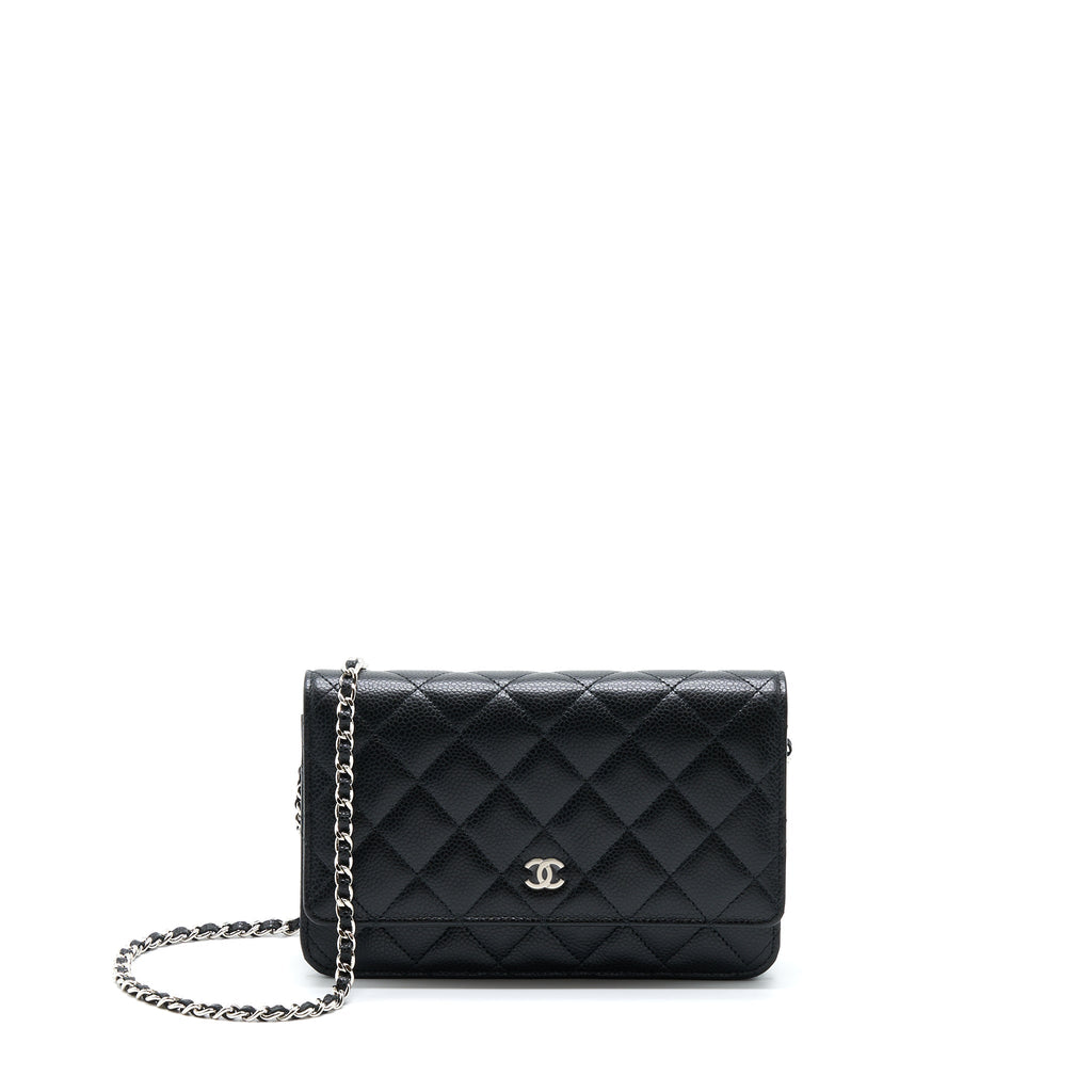 CHANEL CLASSIC WALLET ON CHAIN CAVIAR BLACK SHW (MICROCHIP)