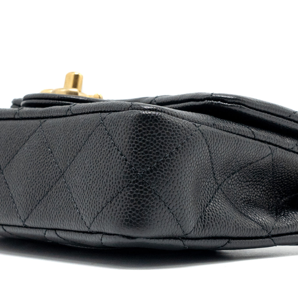 CHANEL 24P COCO LOVE MINI FLAP BAG ADJUSTABLE CHAIN CAVIAR BLACK GHW (MICROCHIP)