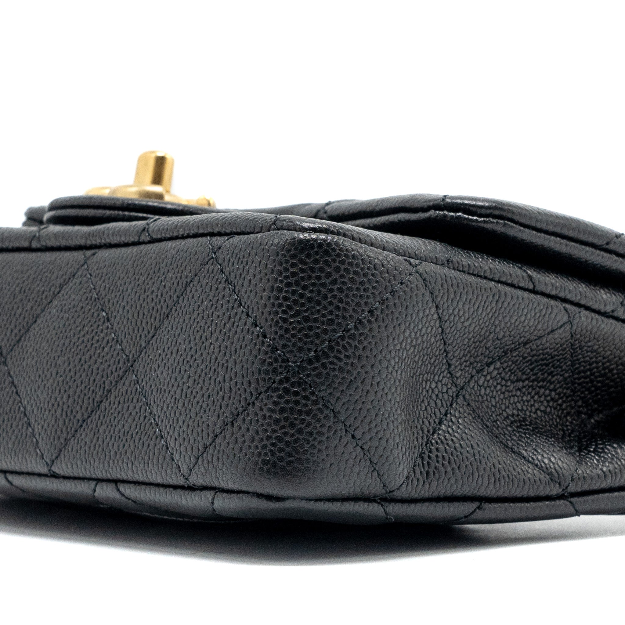 CHANEL 24P COCO LOVE MINI FLAP BAG ADJUSTABLE CHAIN CAVIAR BLACK GHW (MICROCHIP)