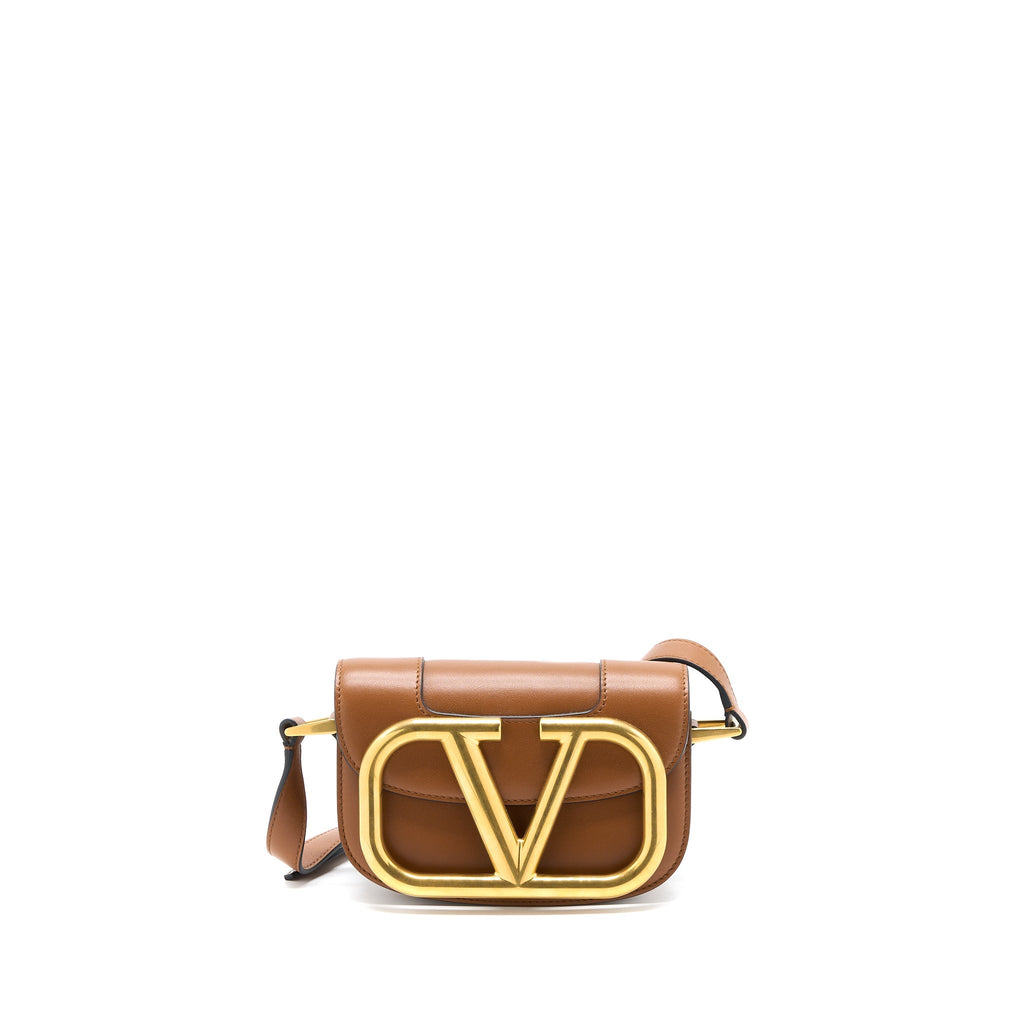 VALENTINO SMALL SUPERVEE CROSSBODY BAG CALFSKIN BROWN GHW