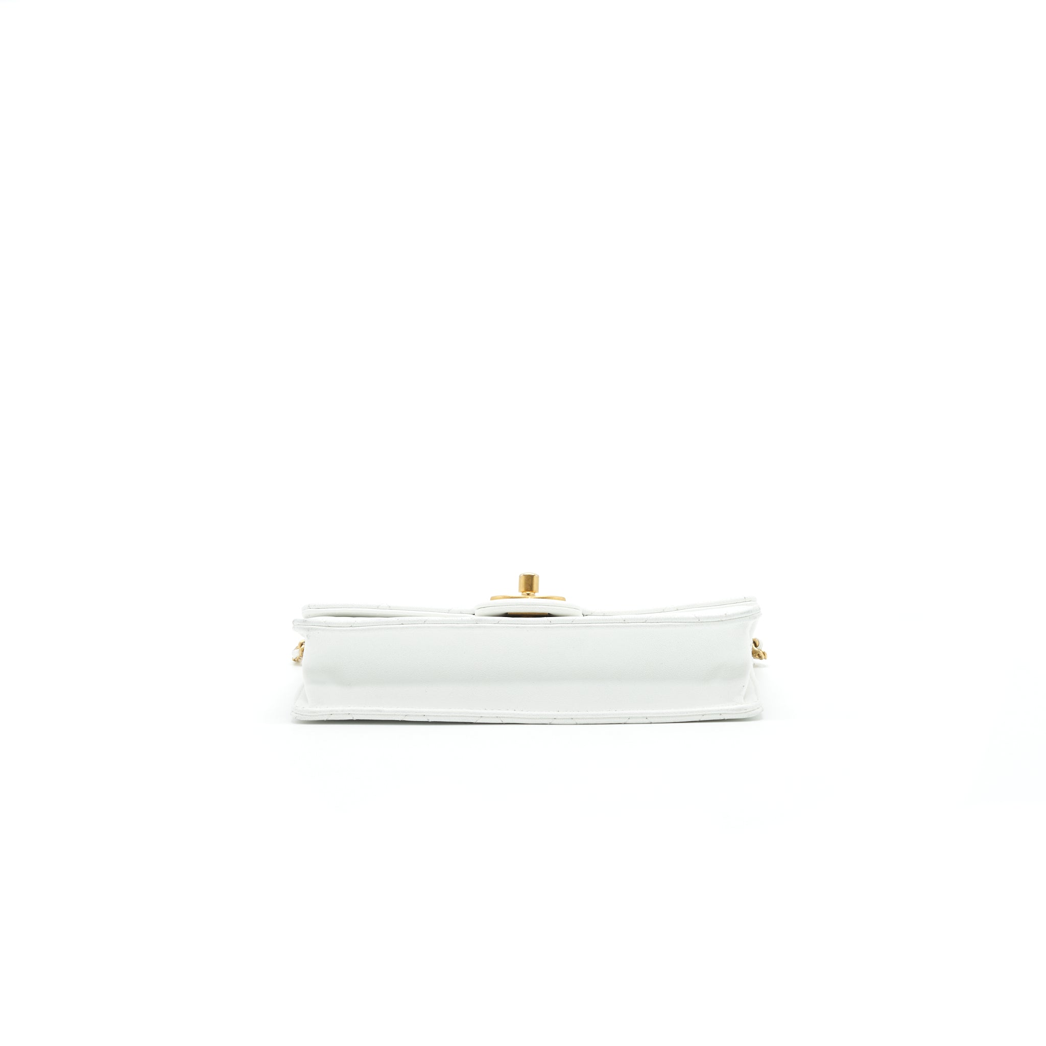 CHANEL QUILTED PEARL CHAIN FLAP BAG IN WHITE GHW
