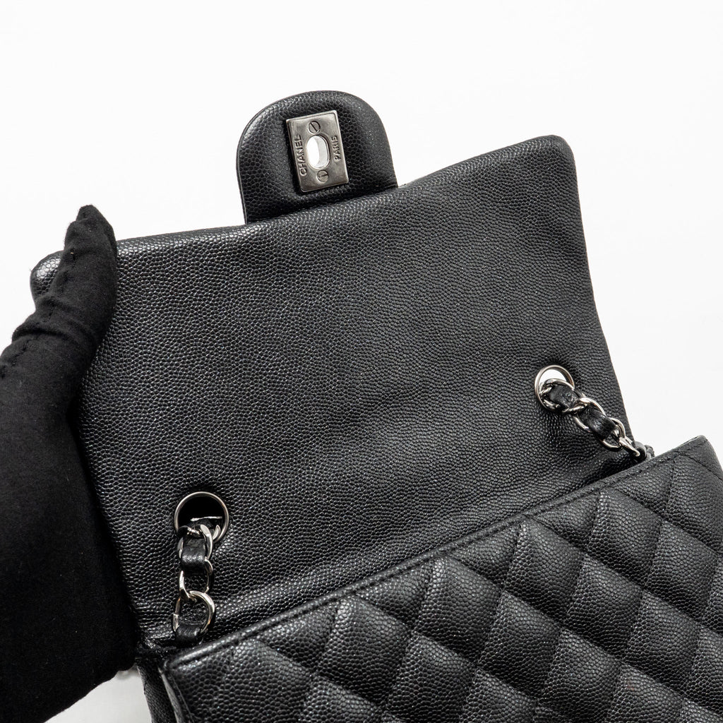 CHANEL MINI RECTANGULAR FLAP BAG CAVIAR IRIDESCENT BLACK SHW