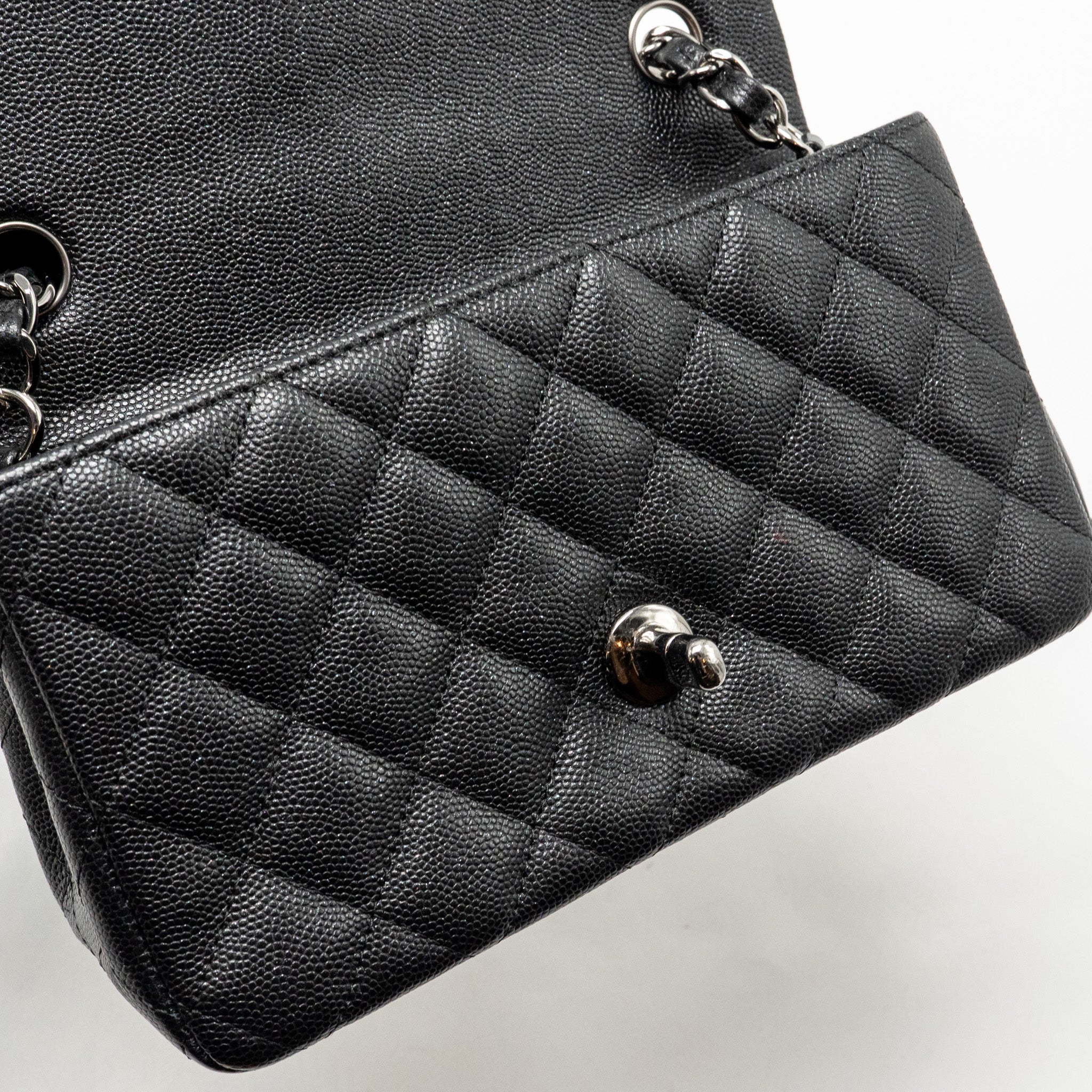 CHANEL MINI RECTANGULAR FLAP BAG CAVIAR IRIDESCENT BLACK SHW