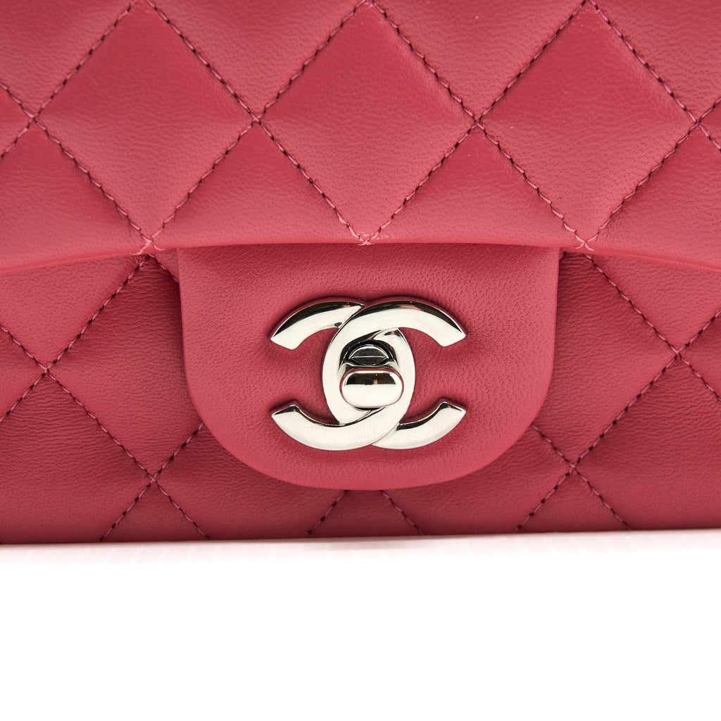 CHANEL MINI SQUARE FLAP BAG LAMBSKIN PINK SHW