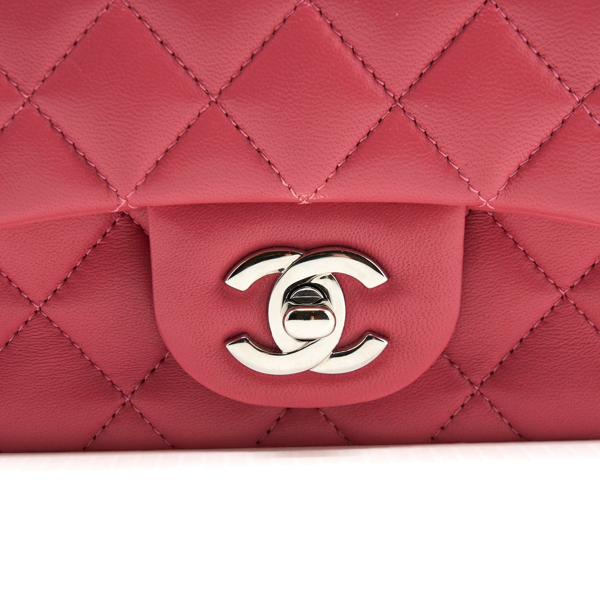 CHANEL MINI SQUARE FLAP BAG LAMBSKIN PINK SHW