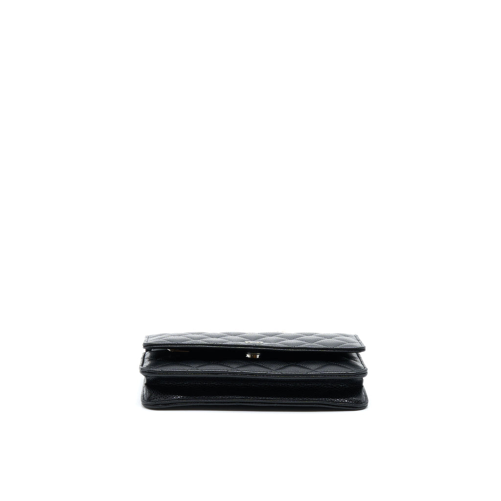 CHANEL CLASSIC WALLET ON CHAIN CAVIAR BLACK SHW (MICROCHIP)