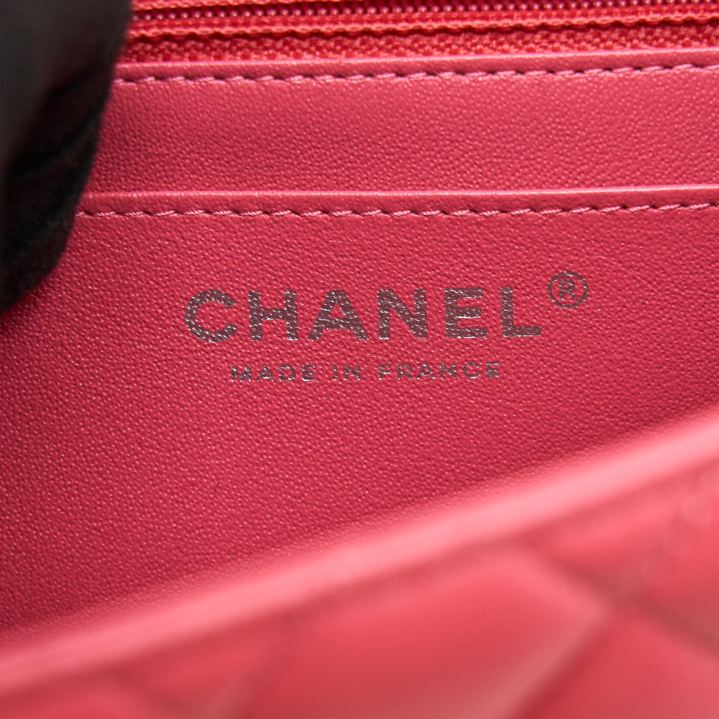 CHANEL MINI SQUARE FLAP BAG LAMBSKIN PINK SHW