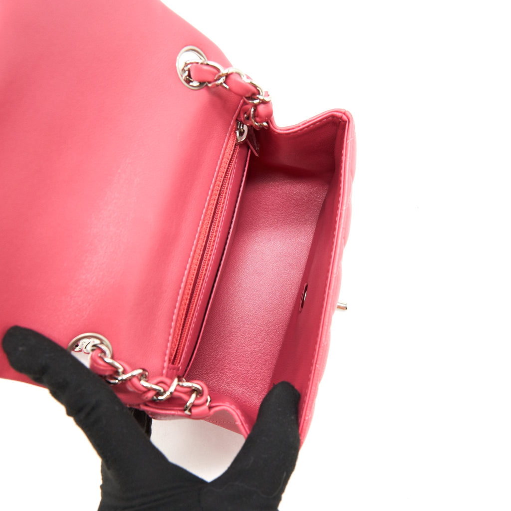 CHANEL MINI SQUARE FLAP BAG LAMBSKIN PINK SHW