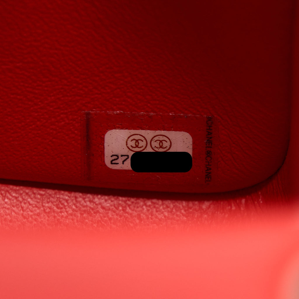 CHANEL MINI SQUARE FLAP BAG LAMBSKIN ORANGE RED SHW