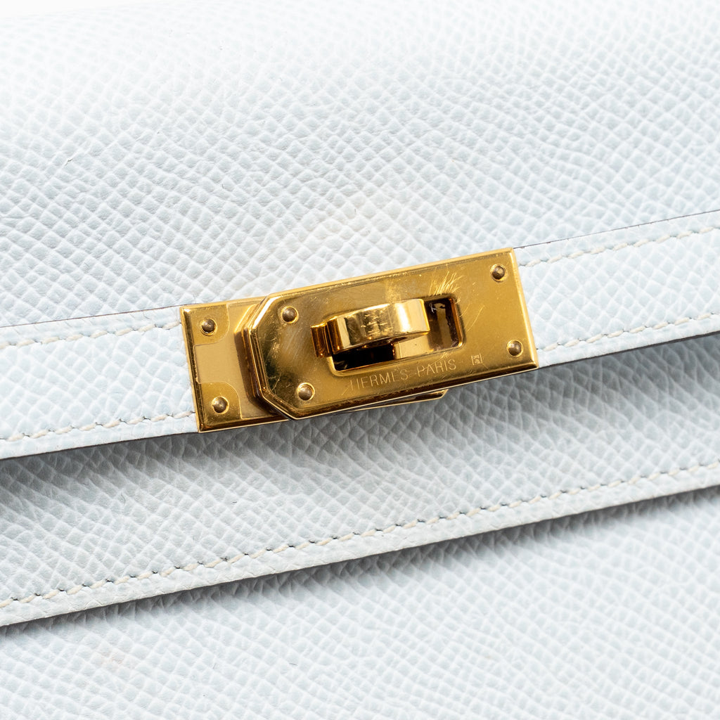 HERMES CLASSIC KELLY TO GO EPSOM BLUE BRUME GHW