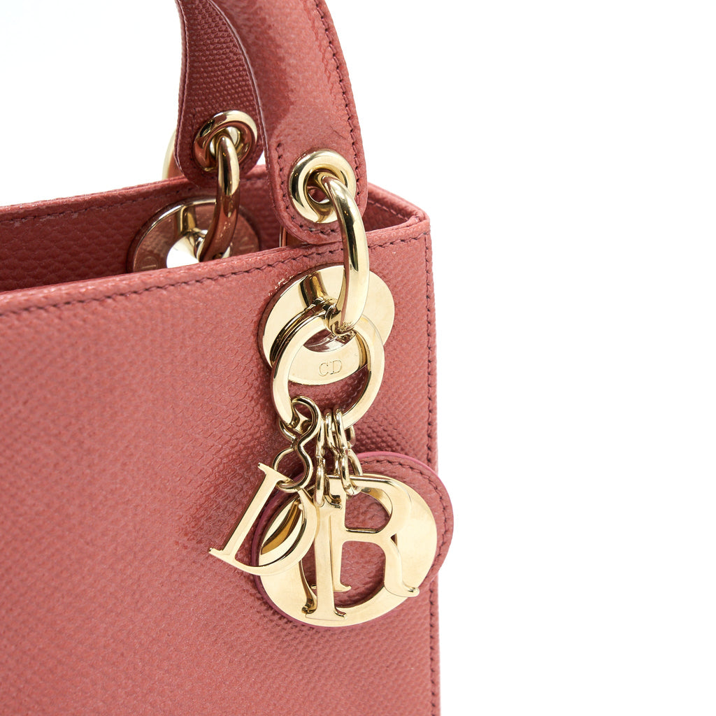 DIOR LIZARD MINI LADY DIOR BAG PINK GHW