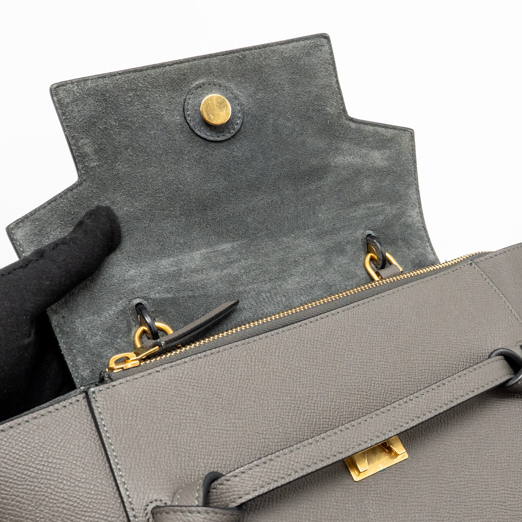 CELINE MICRO BELT BAG CALFSKIN DARK GREY GHW