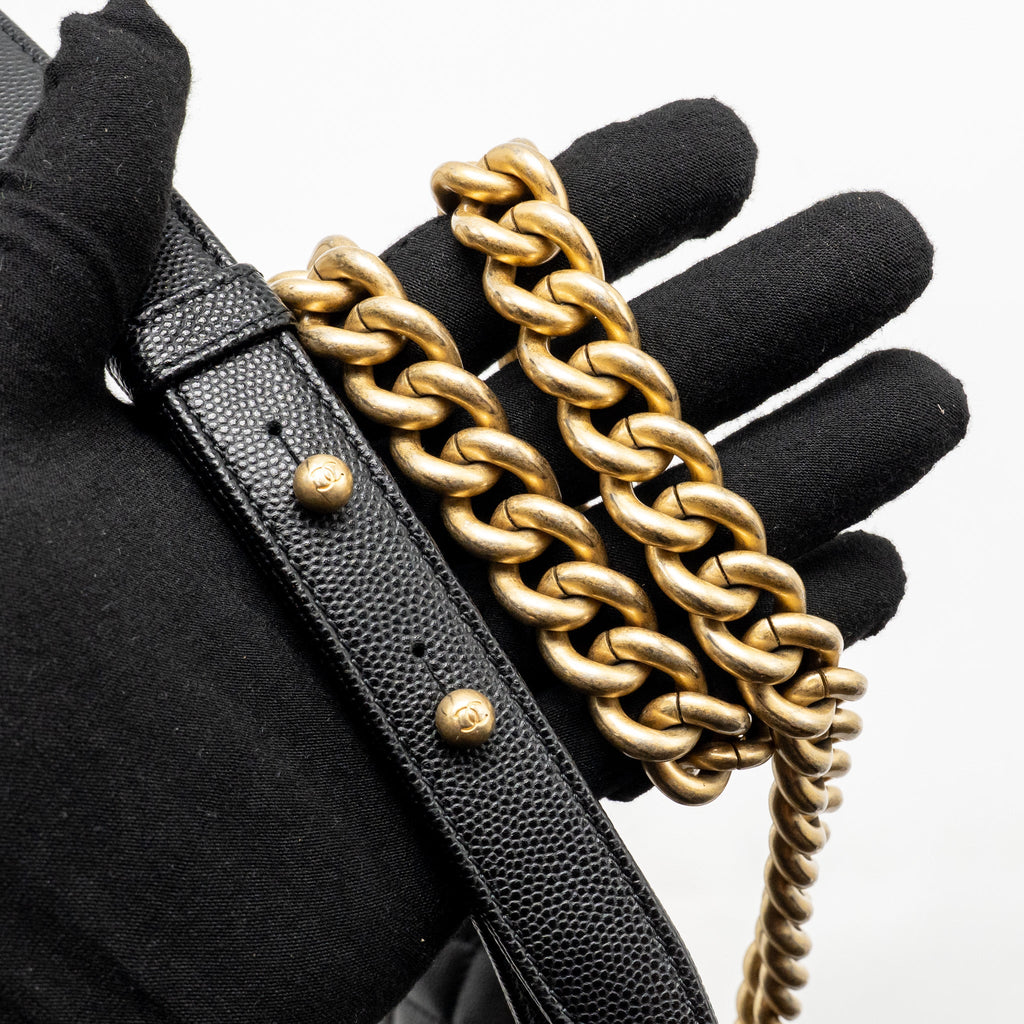 CHANEL SMALL BOY BAG CAVIAR BLACK GHW (MICROCHIP)