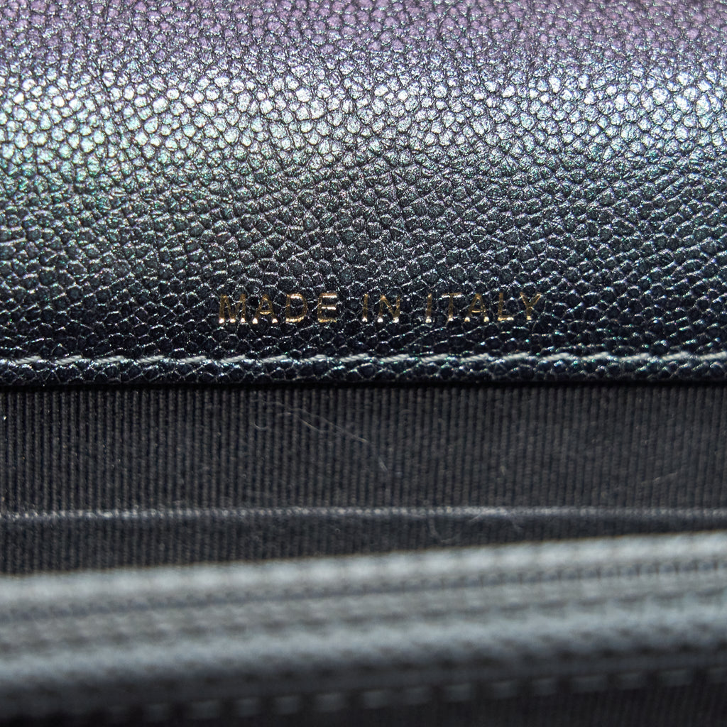 CHANEL CLASSIC SQUARE WALLET ON CHAIN CAVIAR IRIDESCENT PURPLE LGHW