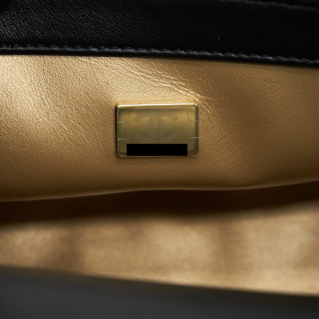 CHANEL 22S PEARL CRUSH MINI SQUARE FLAP BAG LAMBSKIN BLACK GHW (MICROCHIP)