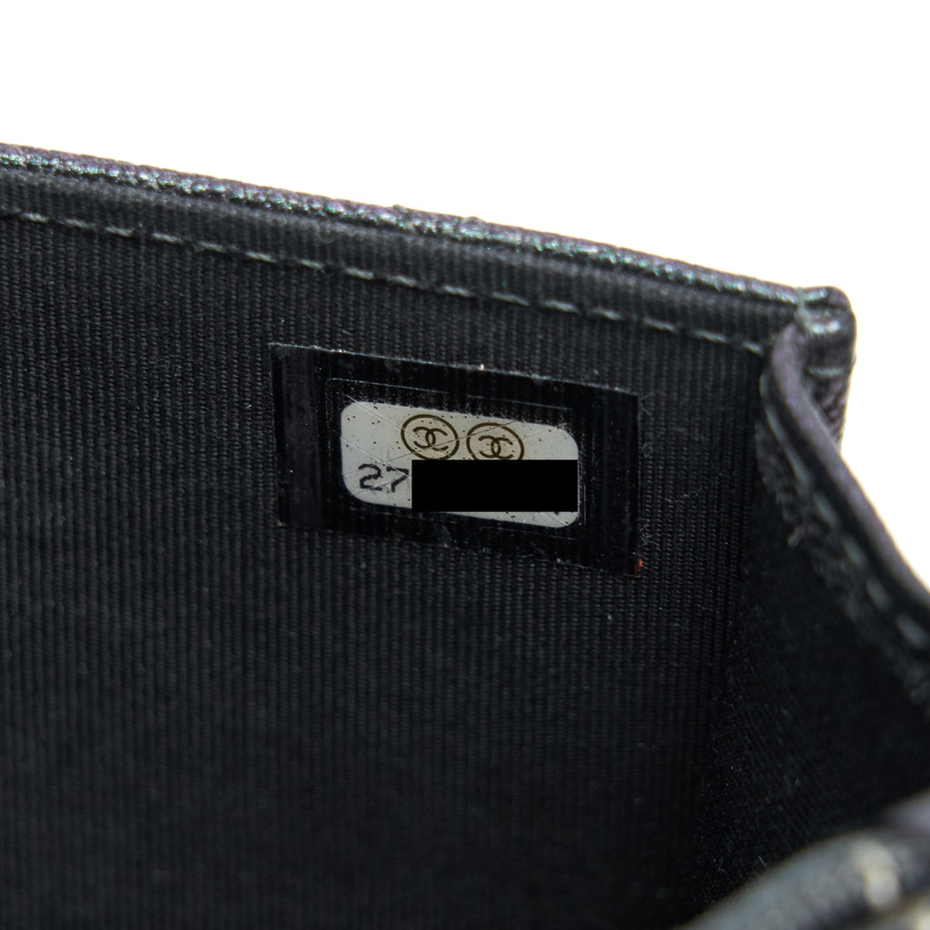 CHANEL CLASSIC SQUARE WALLET ON CHAIN CAVIAR IRIDESCENT PURPLE LGHW
