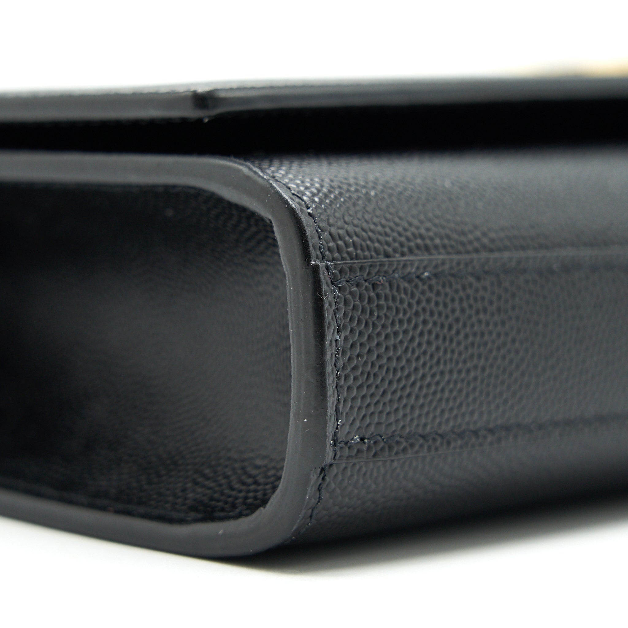 SAINT LAUREN KATE CLUTCH IN GRAIN DE POUDRE EMBOSSED LEATHER BLACK GHW