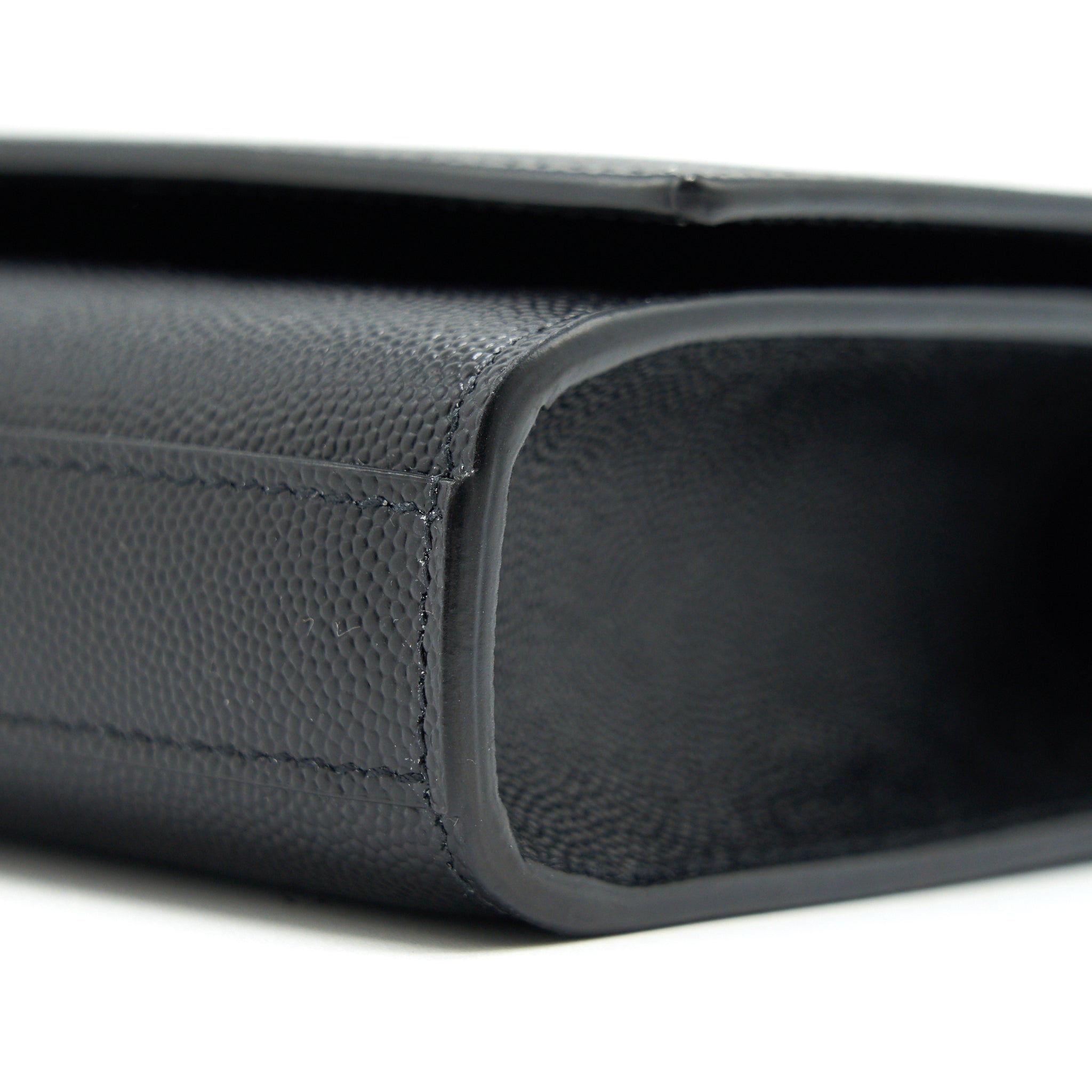 SAINT LAUREN KATE CLUTCH IN GRAIN DE POUDRE EMBOSSED LEATHER BLACK GHW