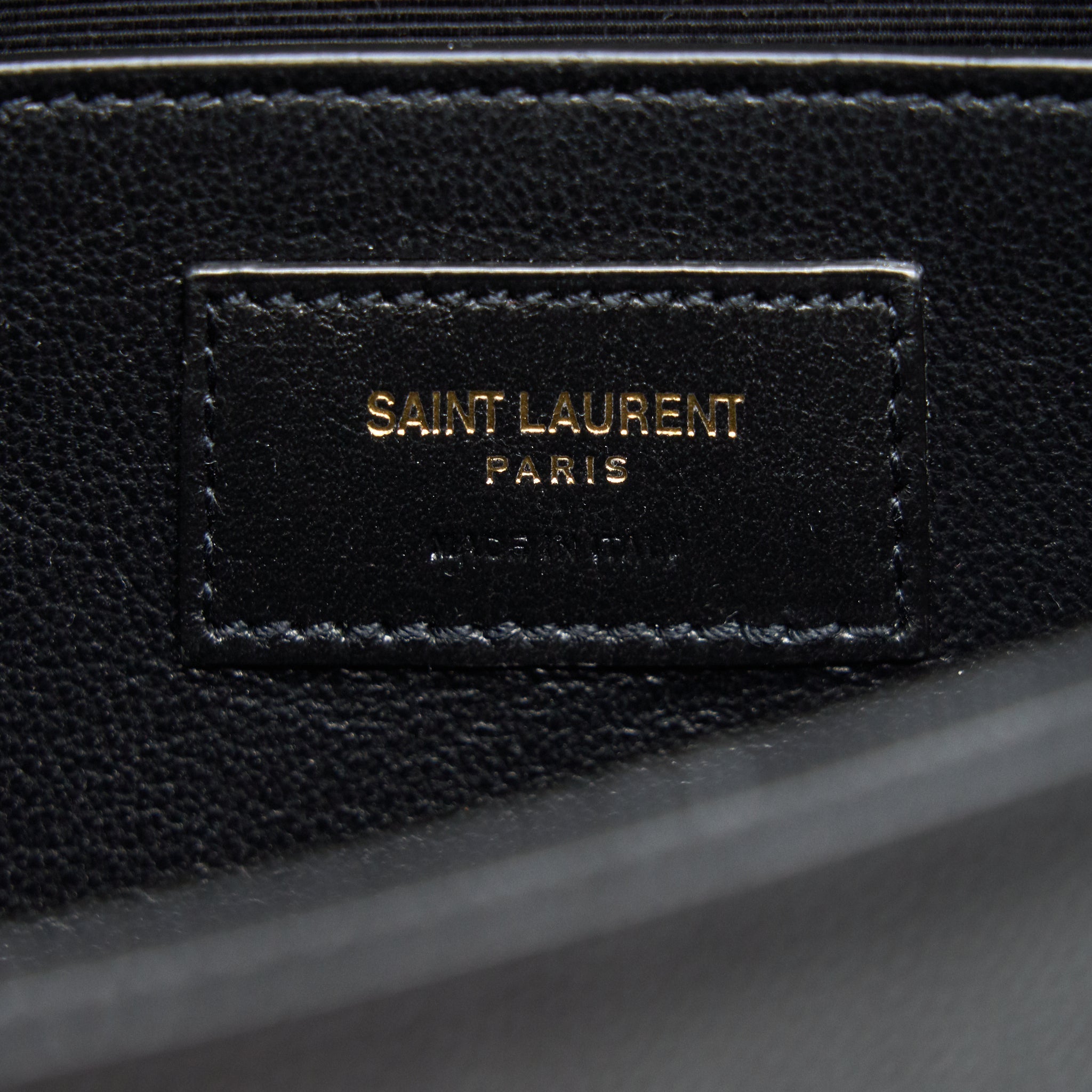 SAINT LAUREN KATE CLUTCH IN GRAIN DE POUDRE EMBOSSED LEATHER BLACK GHW