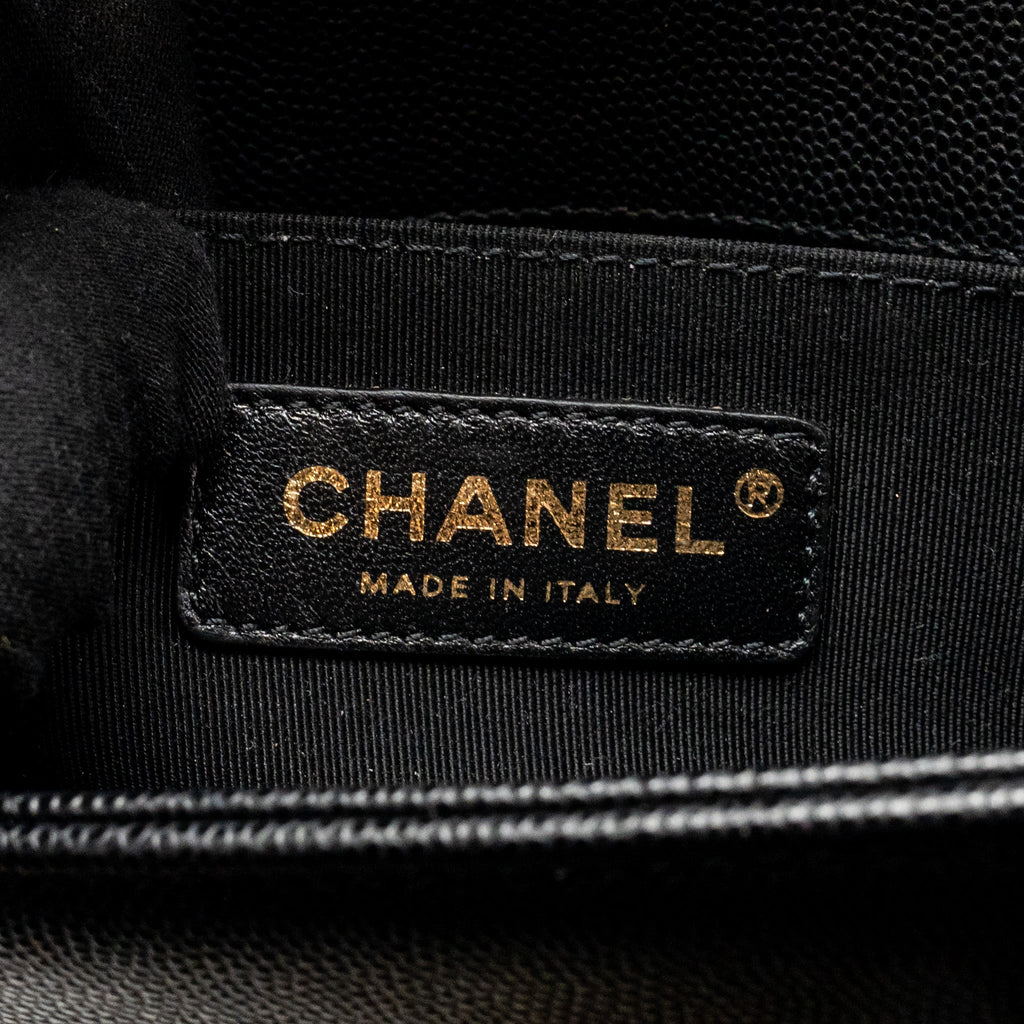 CHANEL SMALL BOY BAG CAVIAR BLACK GHW (MICROCHIP)