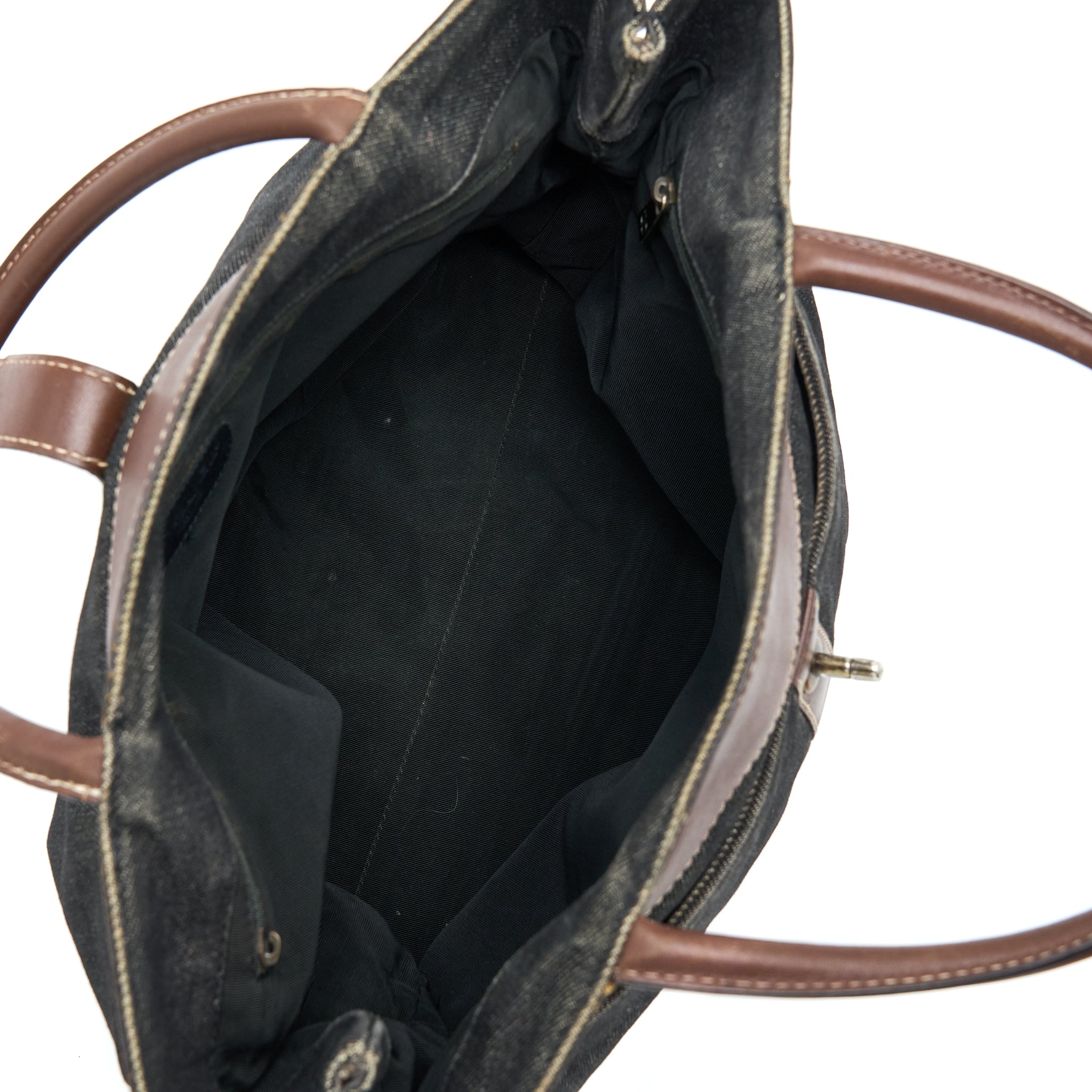 CHANEL VINTAGE DENIM TOTE BAG RUTHENIUM SLIVER HARDWARE