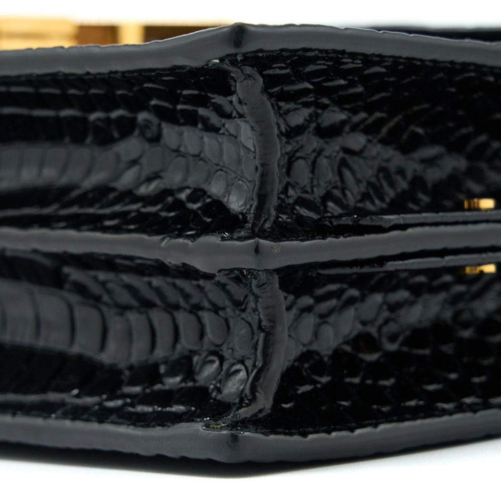 SAINT LAURENT CASSANDRA CHAIN BAG CROC EMBOSSED LEATHER BLACK GHW