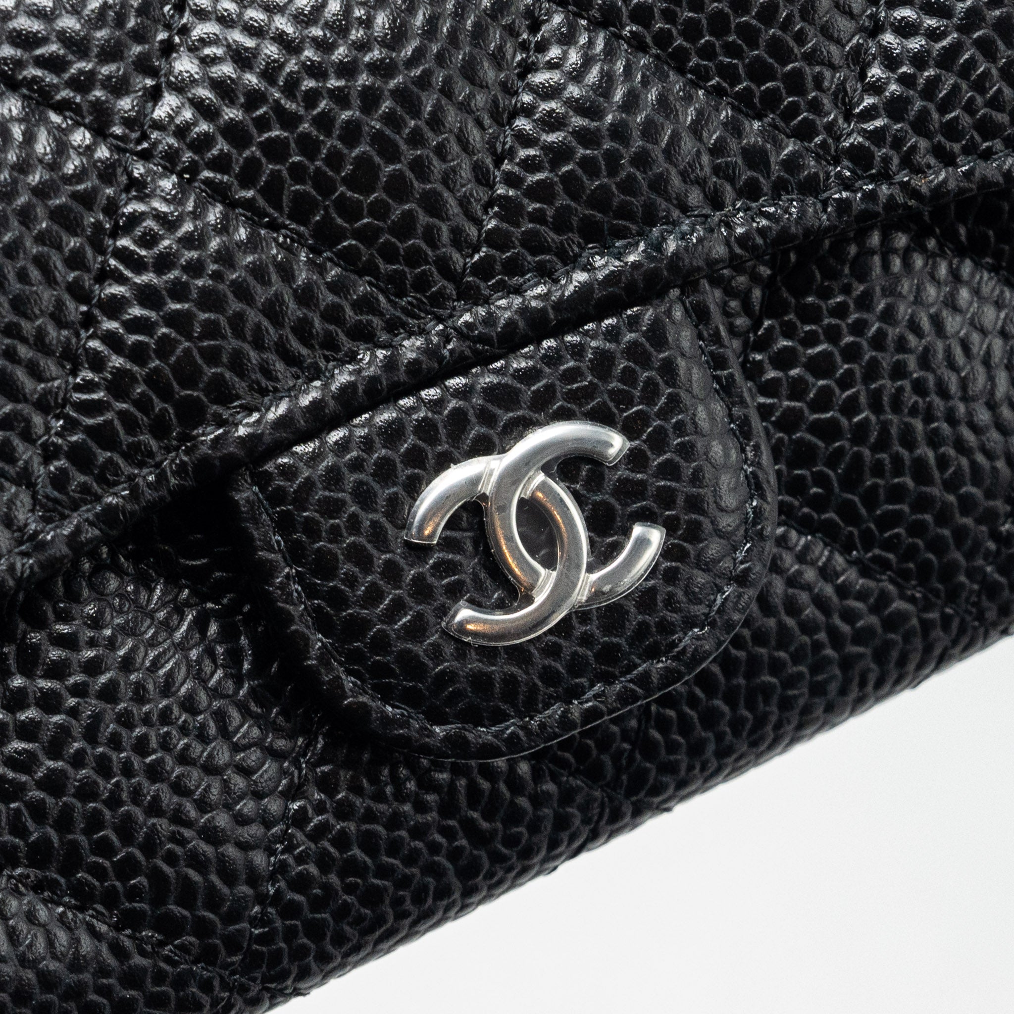 CHANEL CLASSIC FLAP CARD HOLDER CAVIAR BLACK SHW (MICROCHIP)